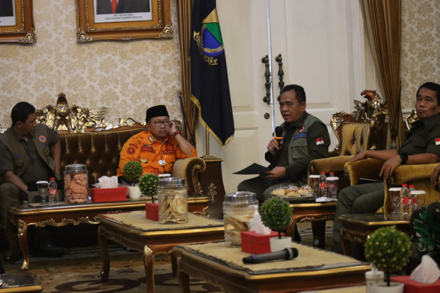 Suasana Rapat Koordinasi yang dihelat di Pendopo Bupati Cianjur, Jawa Barat pada Selasa (31/1).