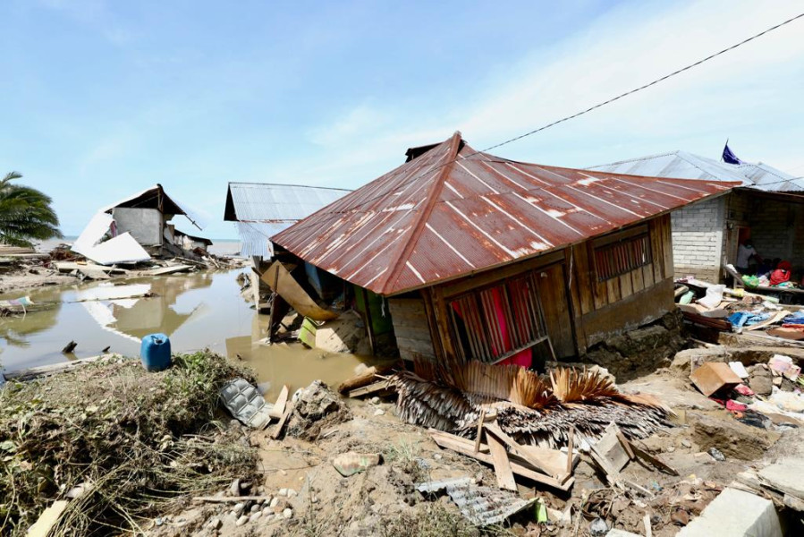 Kondisi rumah warga yang terdampak banjir bandang di Desa Torue, Kecamatan Torue, Kabupaten Parigi Moutong, Provinsi Sulawesi Tengah, Minggu (31/7).