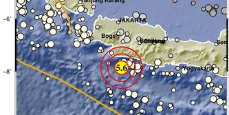 Gempa Magnitudo 5,6 Guncang Sukabumi