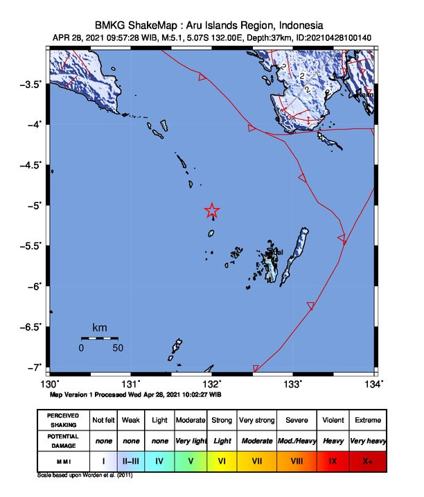 Gempa M 5,1 Guncang Kota Tual Maluku, BMKG: Tidak Berpotensi Tsunami