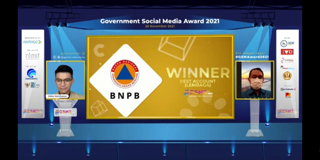 BNPB Raih Dua Penghargaan Terbaik Sekaligus di Ajang Government Social Media Award 2021